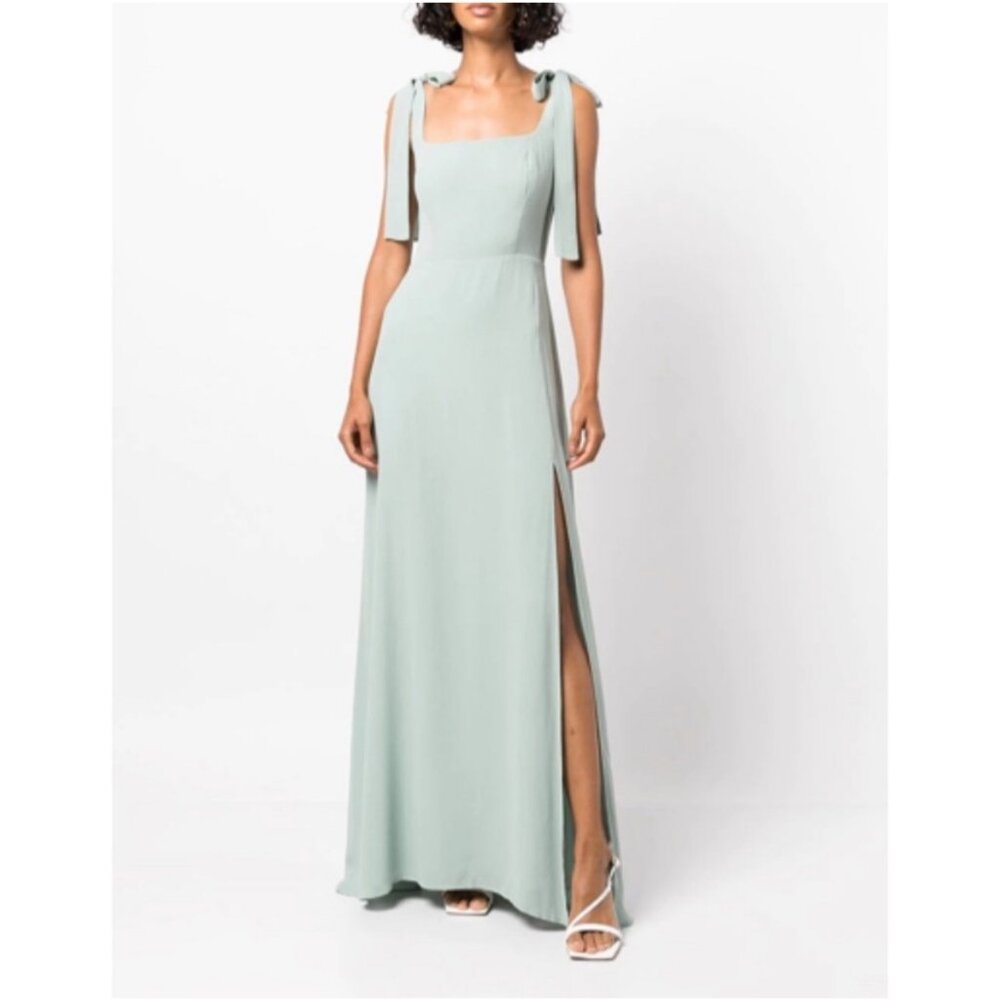 NWT Reformation Westerly Tie Shoulder Maxi Dress in Celadon